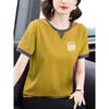 Loose-Fitting Pure Cotton Short Sleeves T-shirt Female 2024 New Arrival Summer Tops Middle-Aged and Elderly Plus Size Trendy Half Sleeve Small Shirt