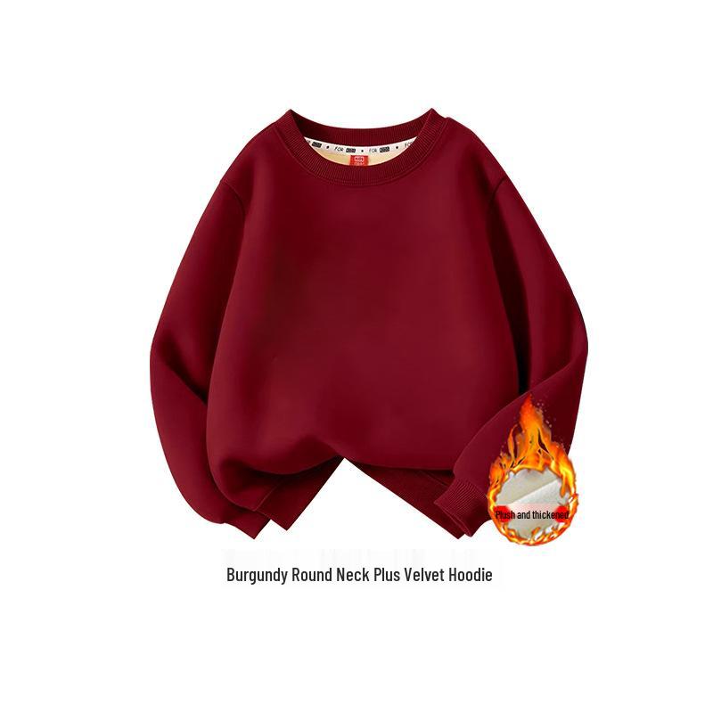 New Year Velvet Hooded Children s Hoodie - 420g Pure Cotton 120cm