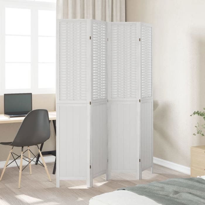 VidaXL Room Divider 4 Panels, Room Separator, Privacy Screen, Living Room Bedroom Screen, White Wood 358723