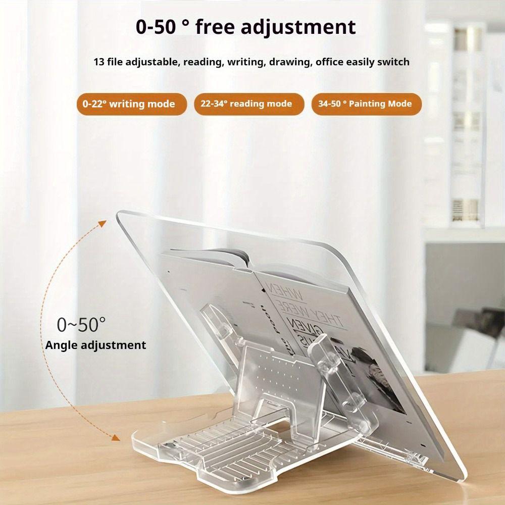 Multi-Functional Acrylic Book Stand 13 Adjustable Tilt Angles Cookbook Bracket  Home
