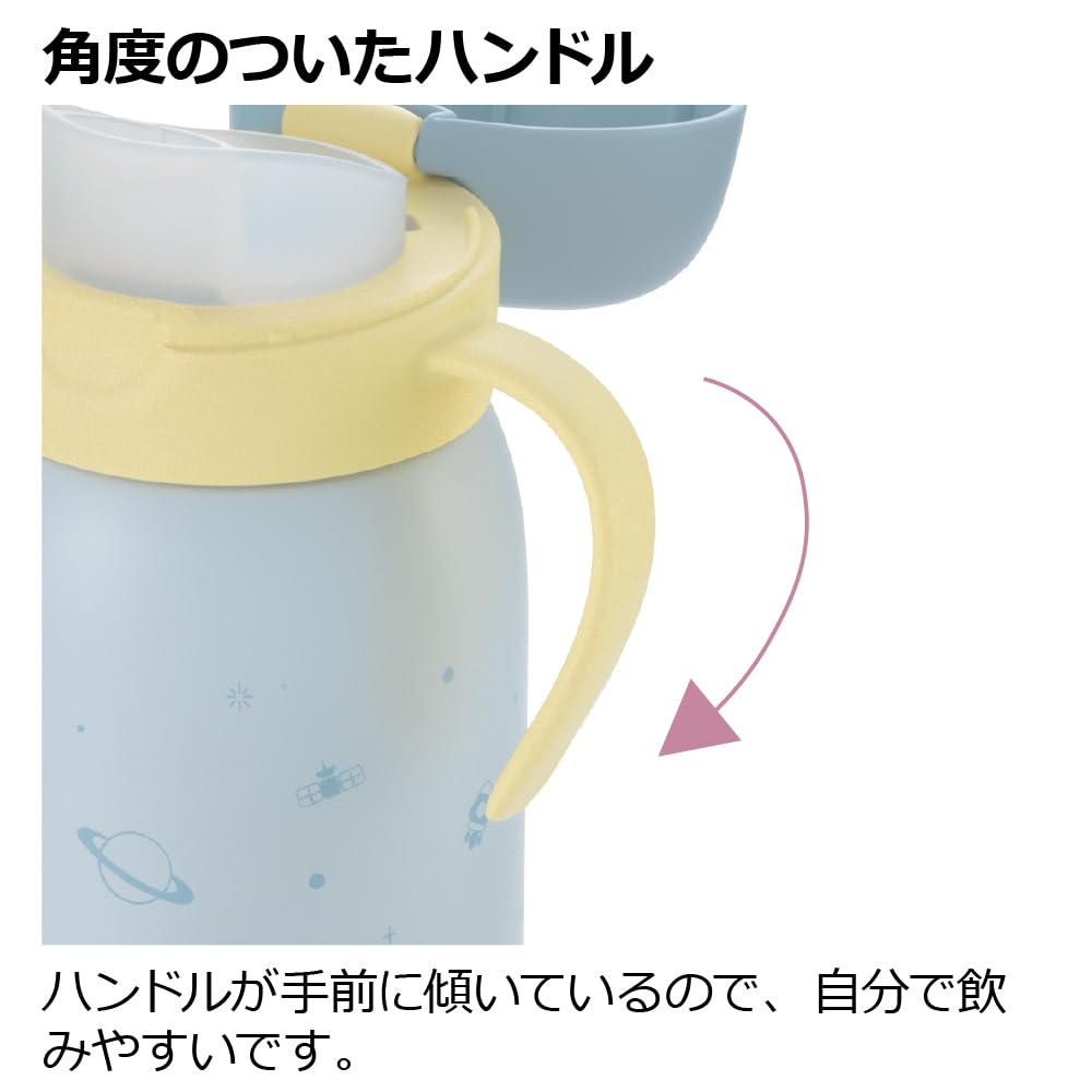 Richell Try Easy-to-Drink Insulated Cup Mug 450ml Blue (1 Piece) Suitable for Babies from Around 8 Months Old.
