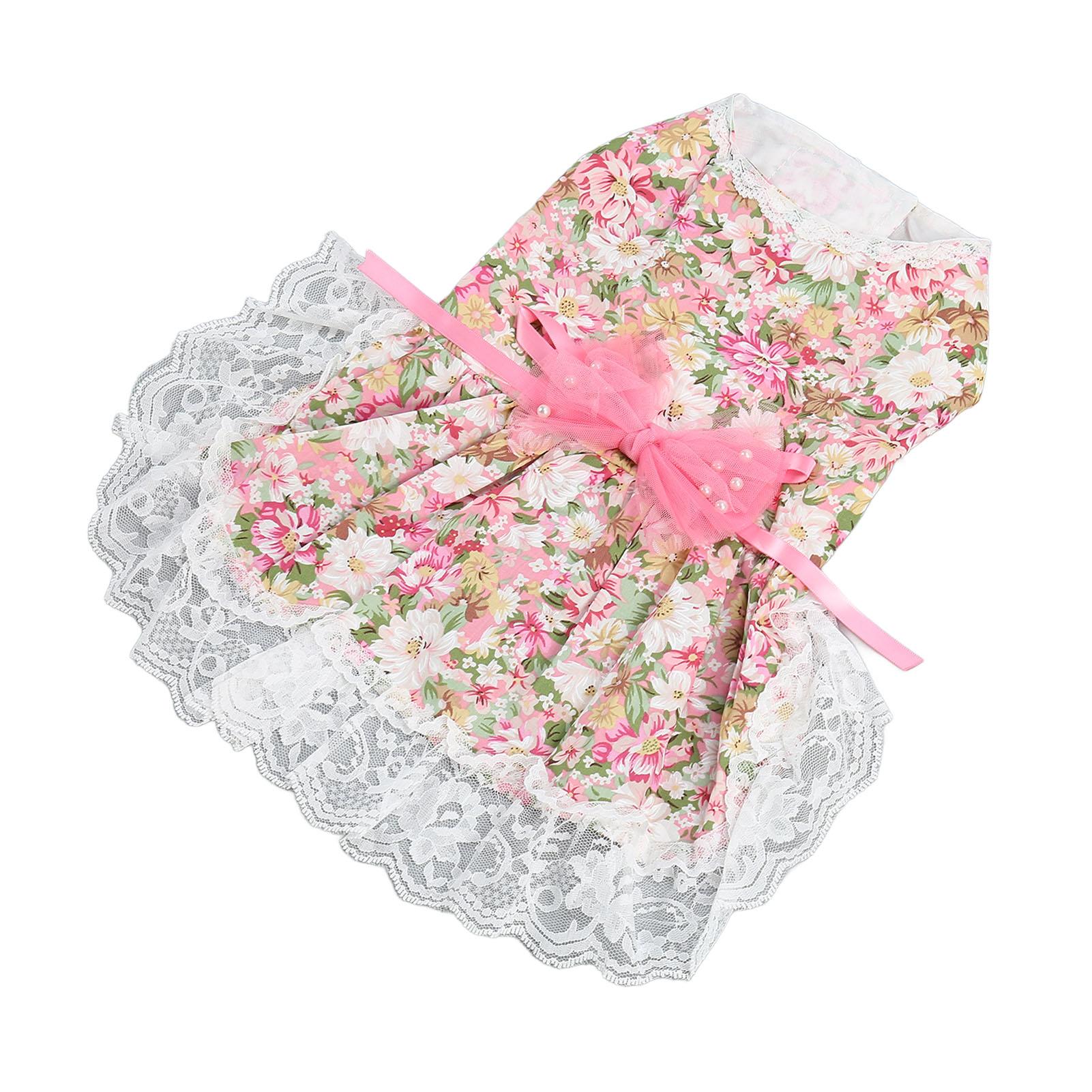 

Dog Dress Soft Breathable Cute Stylish Floral Puppy Dress with Bowknot for Daily Wedding Birthday Party Pink XS XS
