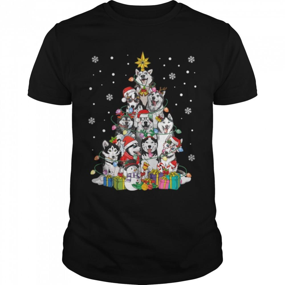 Husky Dog Christmas Ornament Tree Merry Christmas Dog Lovers Shirt Unisex T-Shirt M