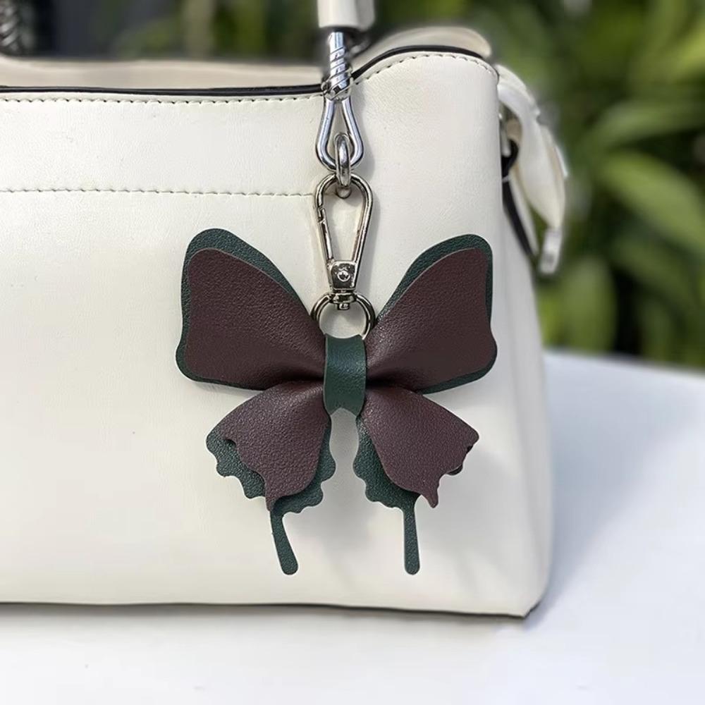 Retro Colorful Butterfly Pendant Keychains Leather Exquisit Backpack Decoration Accessories Personalized Bag Pendant