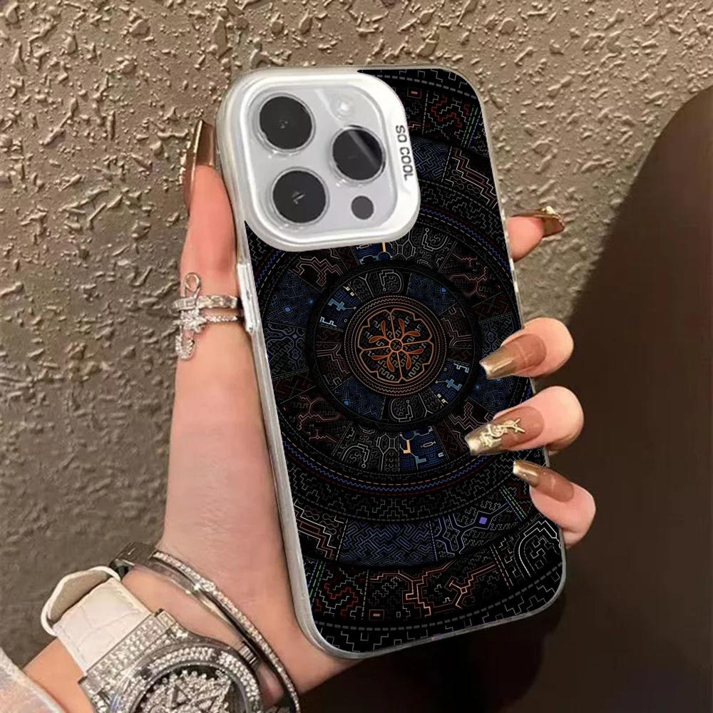 

Retro Luxury Dark Totem Electroplate Silver Phone Case For iPhone 17 16E 15 14 Plus 11 12 13 Pro Max X XR XS 17 Air Matte Cover iPhone XR