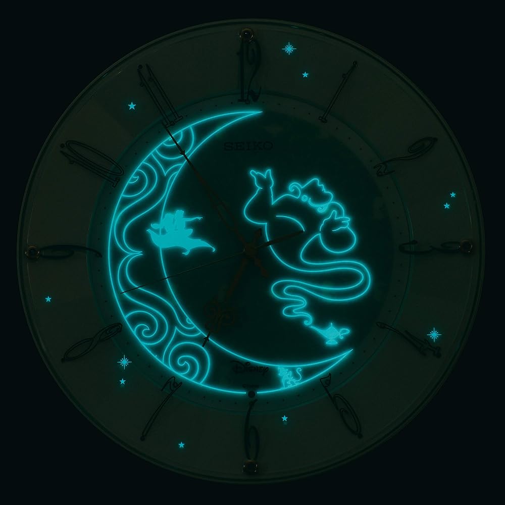 Seiko Clock Wall Clock, Character Design, Disney, Aladdin, Radio Controlled, Analog, FS512C