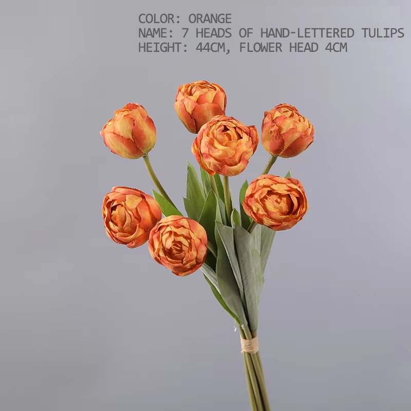 7 Heads High Quality Artificial Silk Cloth Tulip Flower Bundle For Wedding
