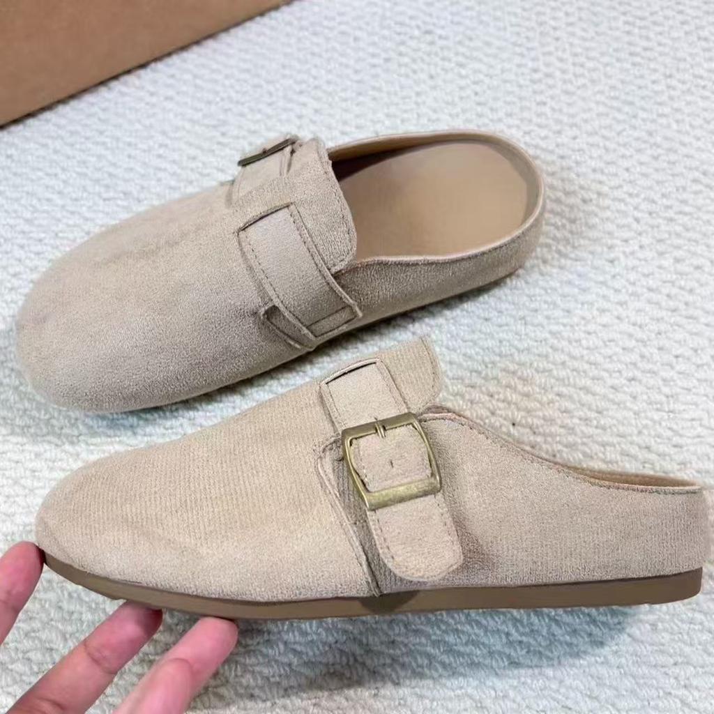 Baotou cool slippers, new matte leather thick-soled lazy Muller shoes in spring