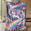 Magical Unicorn Rainbow Theme blanket Lightweight Warm Flannel Blanket Decorative Throw Blanket for Home Decoration