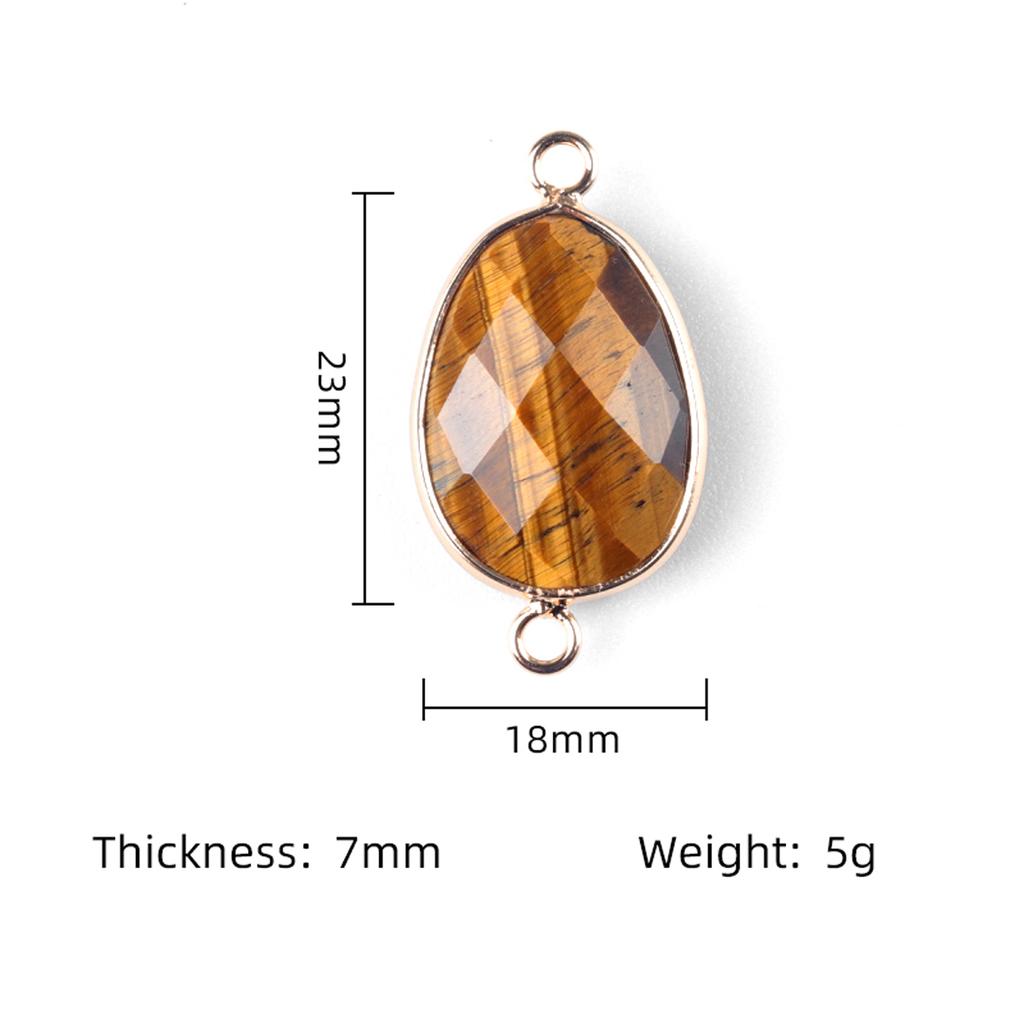 1Pc, Natural Crystal Agate Faceted Irregular Link Connector 23*18mm Zinc Alloy Wrapped Double Ring Stone Charm For Handmade Jewelry Craft Supplies