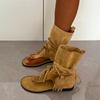 Fashion 2025 New Ladies Shoes Slip-on Women's Sandals Fashion Lace-up Dress Summer Tassel Best Seller Pinch Toe Light Sandals Boots