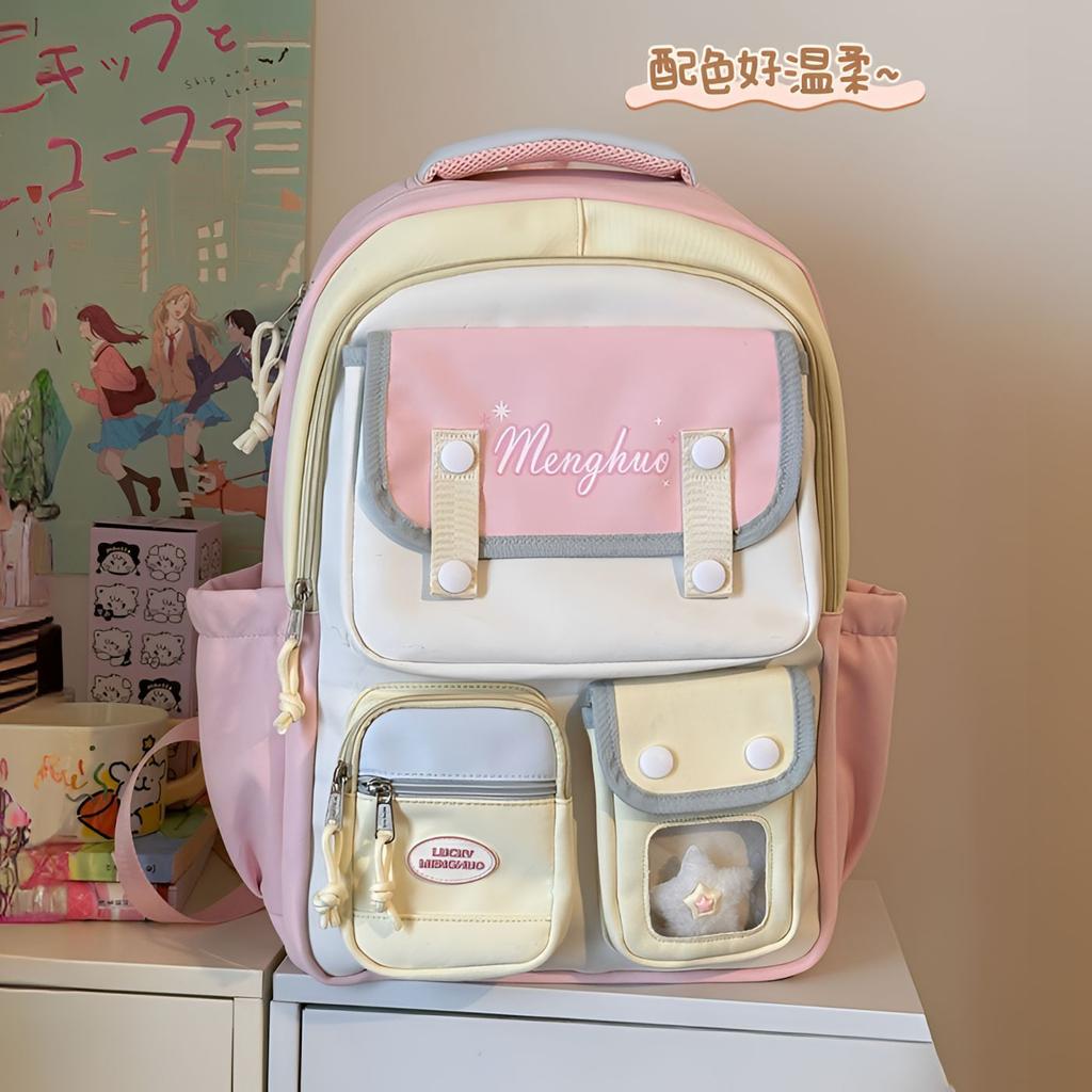 Schoolbag New Contrasting Color Schoolbag Female Junior and High School Students Large-capacity Backpack Primary School Students 3rd To 1st Grade