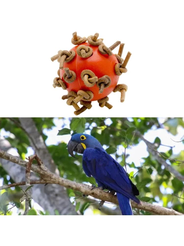 Bird Ball Chew Toy with Knots 4cm Dia Foot Toy Suitable for Amazon Parrot Macaw Eclectus African Grey Cockatoo