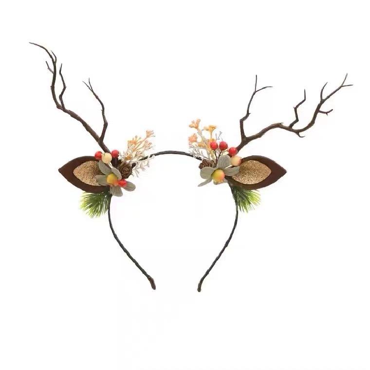 2022 Luminous Antlers & Butterfly Headband: Festive Children's Photo Props