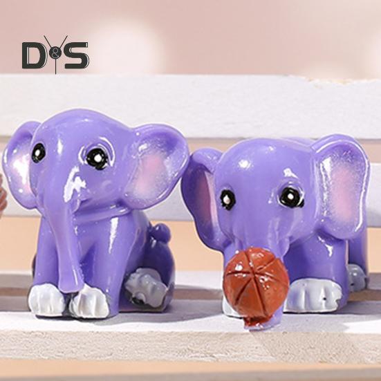 4Pcs Elephant Figurine Exquisite Realistic Resin Micro Landscape Decor Animal Miniature