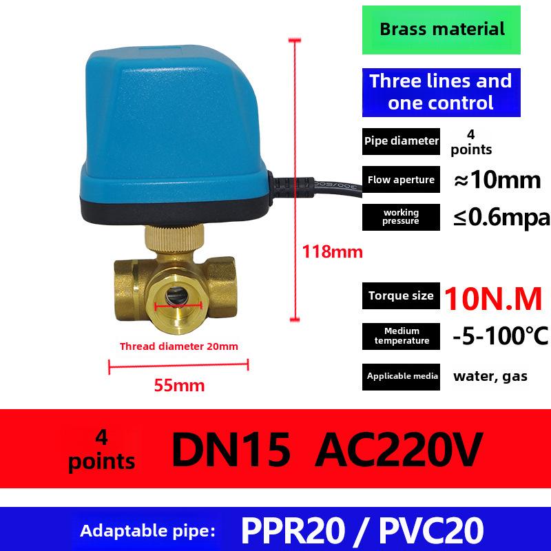 AMECO Miniatur Elektrisches Zweiwege-Kugelventil für Klimaanlagen - Erhältlich in 4 und 6 Punkten, DN15 DN20