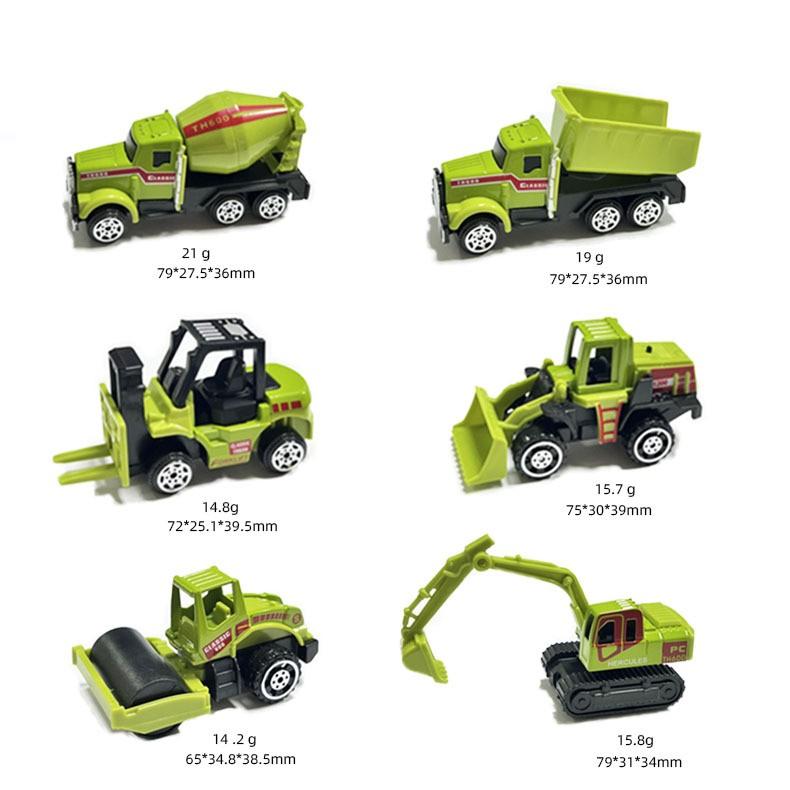 6Pcs/Set Alloy Engineering Truck Toy 1:64 Mini Car Loader Tractor Excavator Construction Miniature Model For Boy Kids Gifts