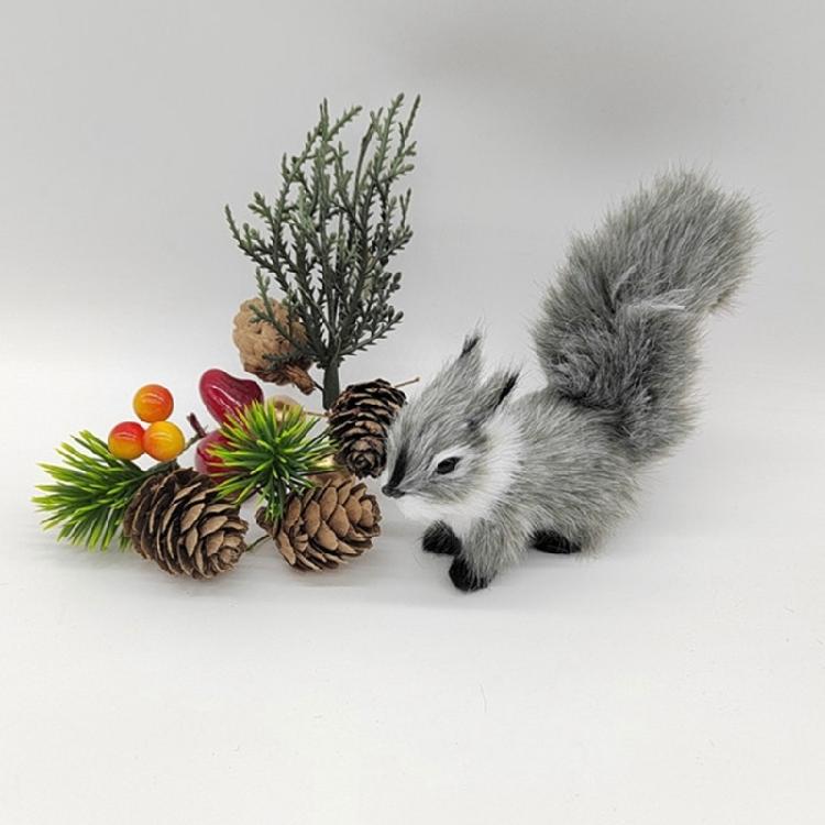 Simulated Squirrels Statue Stuffed Animals Plush Figure for DIY Crafts Displays