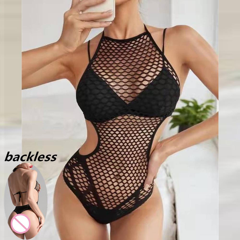 Women Transparent Lace Bodysuit Sexy Lingerie Sleepwear Mesh Net Floral See-Through Teddies Catsuit Erotic Sex Costume Underwear