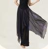 Classical Dance Dress Pants Women Double Layers Loose Trouser Practice Costume Spliced Shiny Chiffon Skirt Performance Dancewear