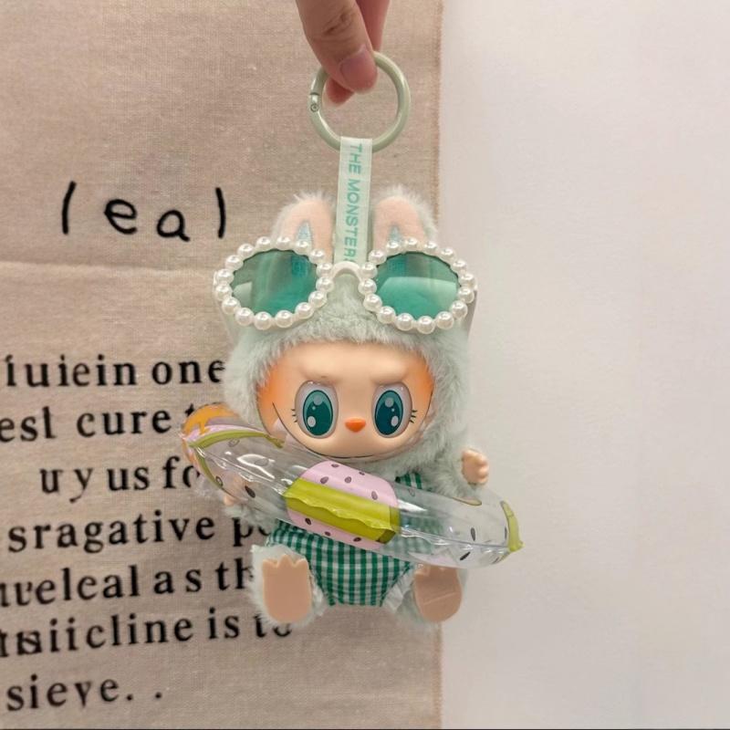 

Набор из 3 предметов без кукол для набора для отпуска Лабубу, купальник, плавательный круг, очки, детская одежда, мини Лабубу, одежда специального пошива зелёный