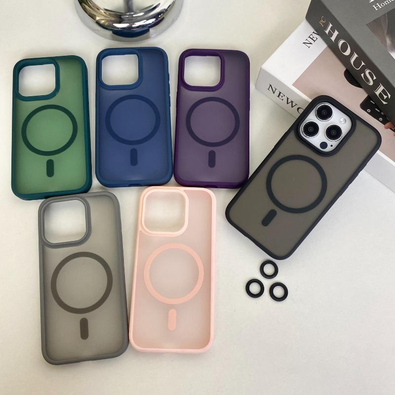 Magnetický nárazuvzdorný kryt MagSafe pro iPhone, ochranný plášť s bezdrátovým nabíjením, tmavý, pro iPhone 14 15 14Pro Max 13 Pro Max