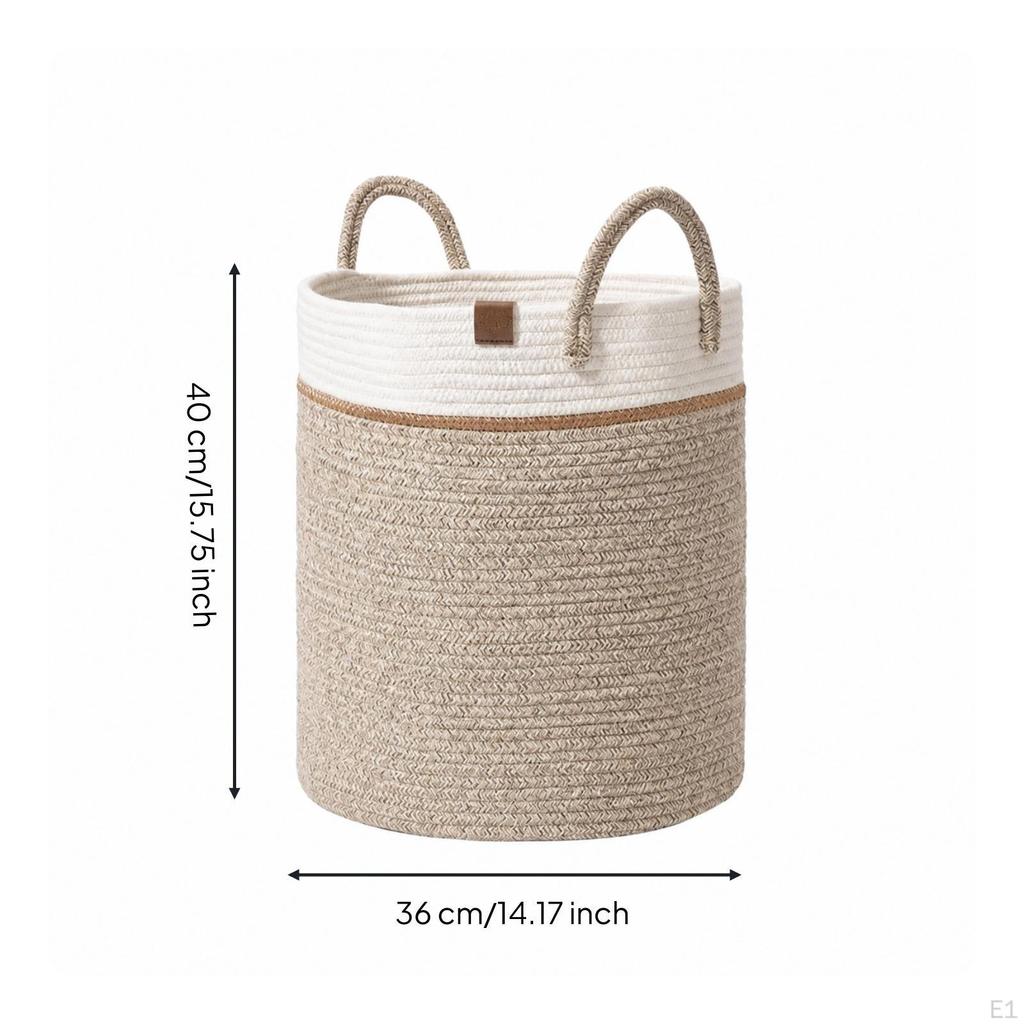 Decorative Braided Basket Laundry | Large Rope Baskets, for Living Room