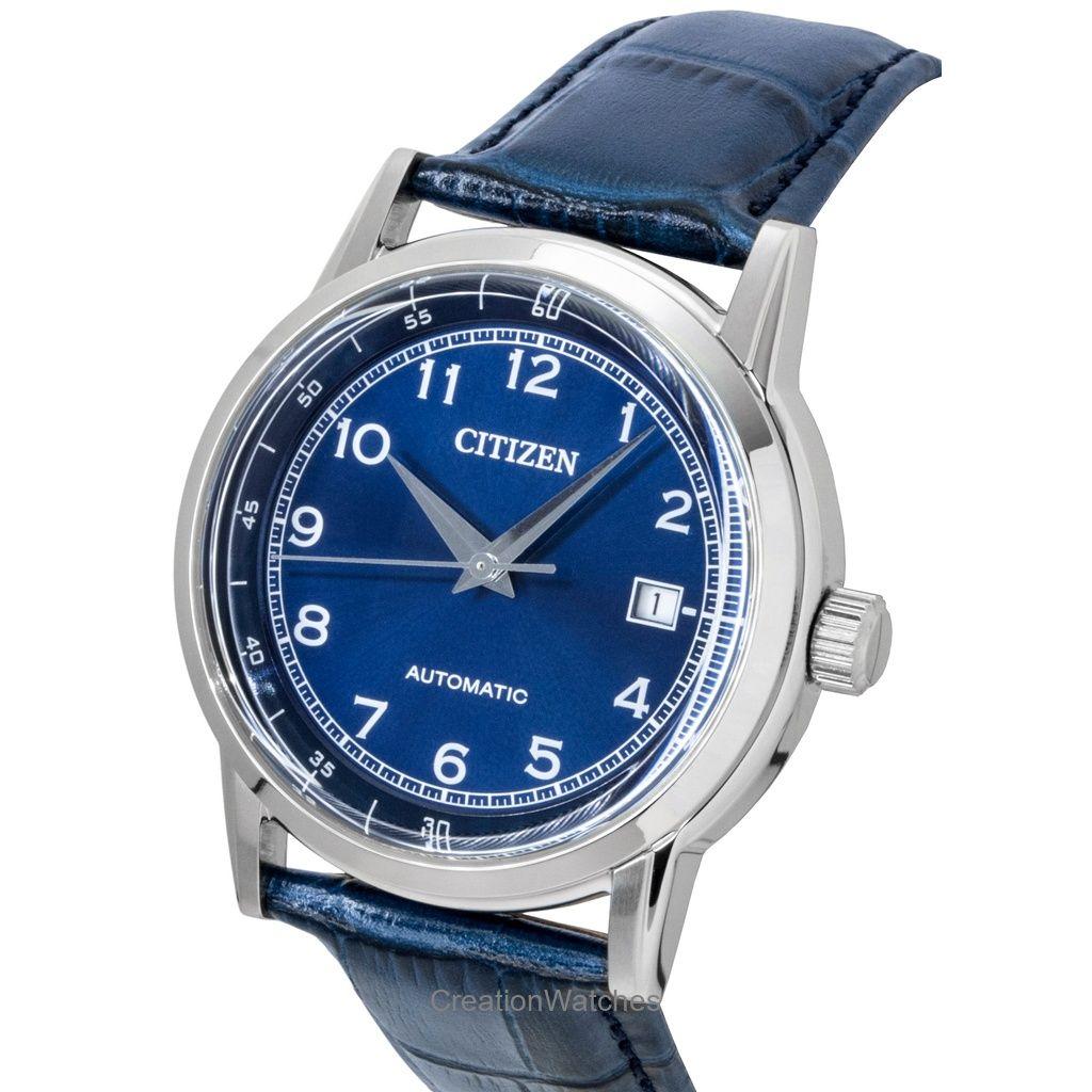 Citizen Leather Strap Blue Dial Automatic NJ0210-13L Men's Watch