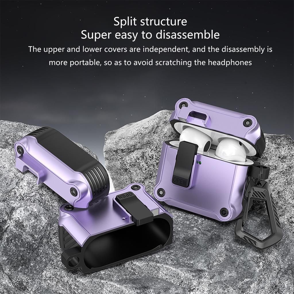 Lock Case Earbuds Tactical Guard Shell For Pods 4 Protector With Auto Release Top And Enhances Impact Resistance