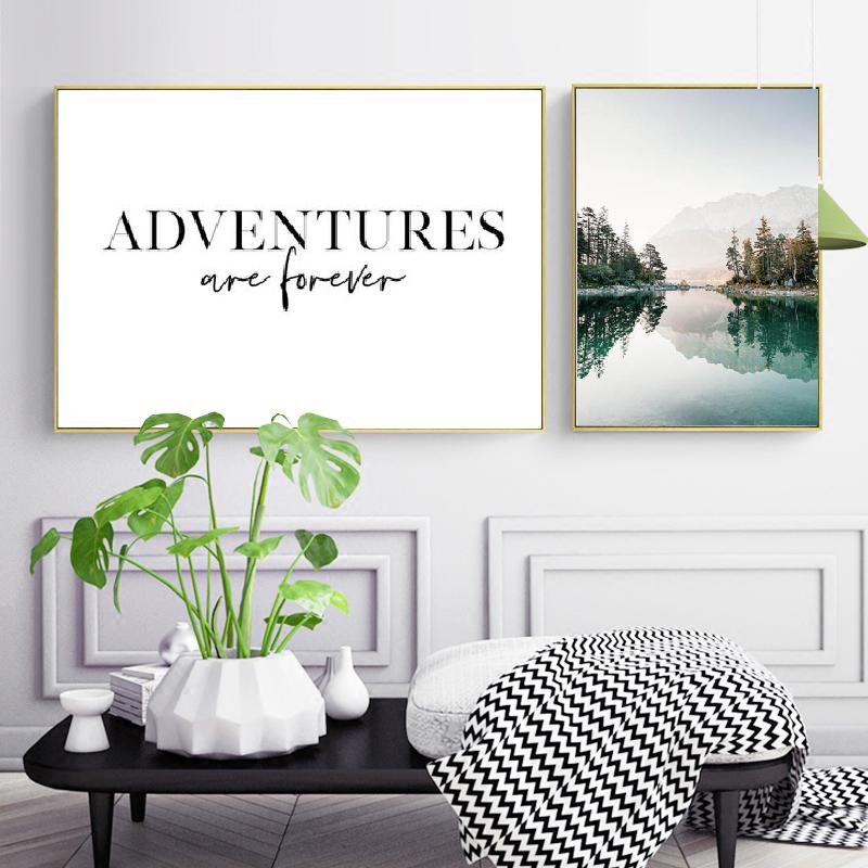 Landscape Painting Lake Reflection Canvas Poster Bohemia Sunrise Nature Nordic Style Art Print Gallery Wall Decoration Picture