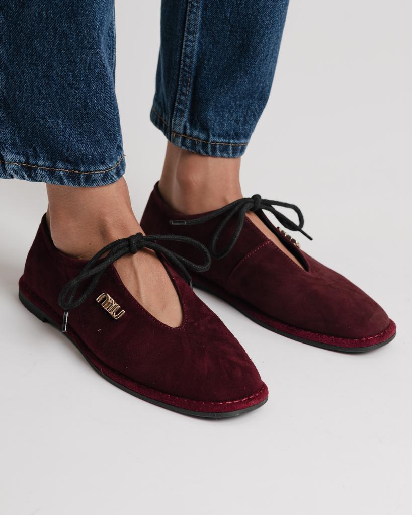 Flat Shoes Krula 638210 36 Burgundy Suede