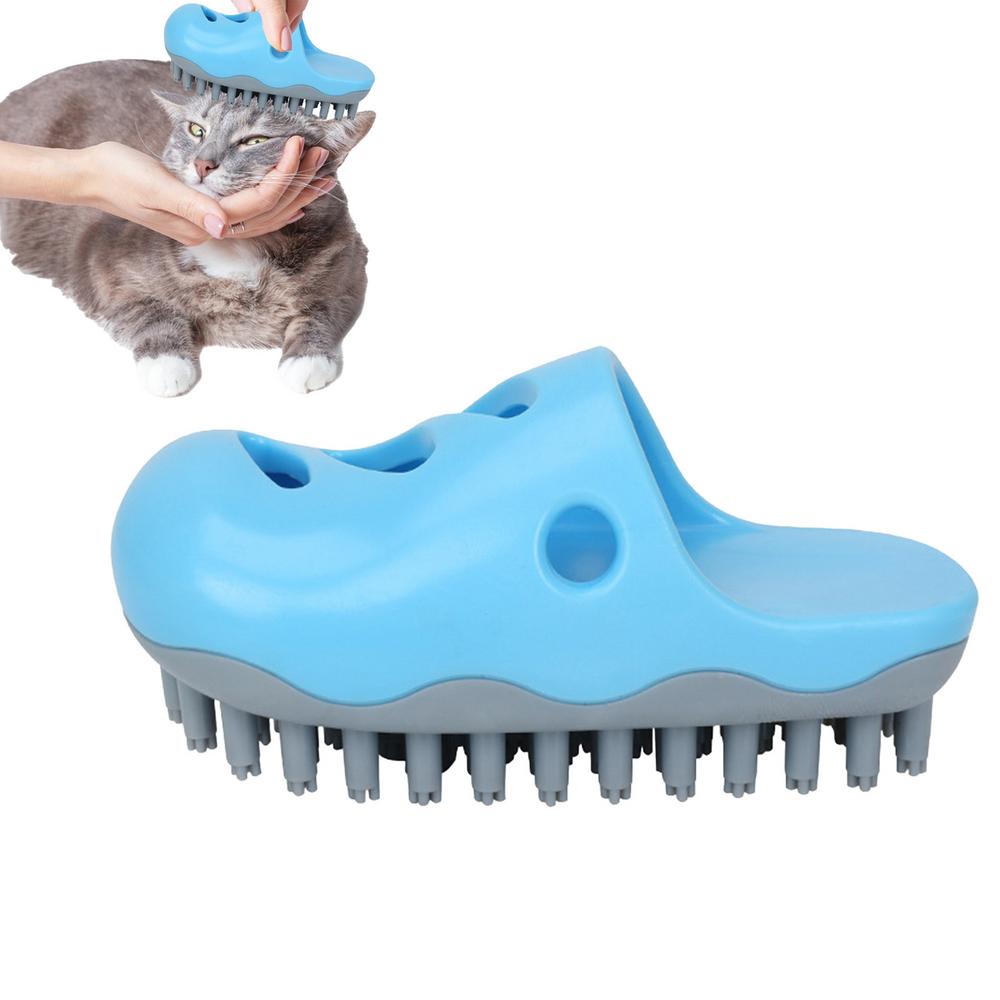 

Dog Shampoo Brush Unique Slipper Shaped Dog Wash Brush Dog Bath Supplies Soft Bristles Pet Bathing Massage Brush For Shower синій
