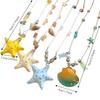 Dopamine Bead Starfish Shell Necklace Bohemian Summer Clavicle Chain Starfish Choker  Vacation