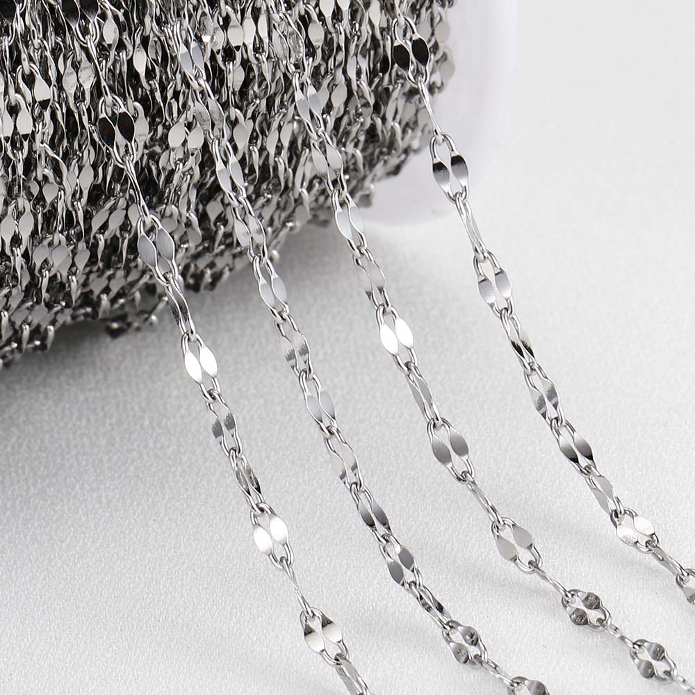2M Stainless Steel Lips Chains Dia 2mm 2.5mm 3mm for DIY Necklace Bracelet Components Chain Wholesale Jewelry Making Accessories