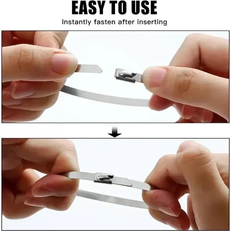 Wholesale Metal Self Locking Cable Ties Reusable Heavy Duty Cables Tie Organizer Multifunction Stainless Steel Zip Tie Fastener