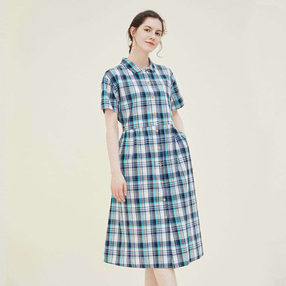 CHIQUITA Shirt Dress Sleeveless (Check) Blue 242203Cbl