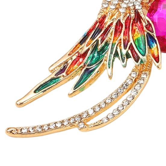 Strong Buckle Brooch Faux Crystal Colorful Phoenix Brooch, Rhinestone Animal Peacock Lapel Fade Resistant Pin, Cute Badge for Clothes Hat Bag