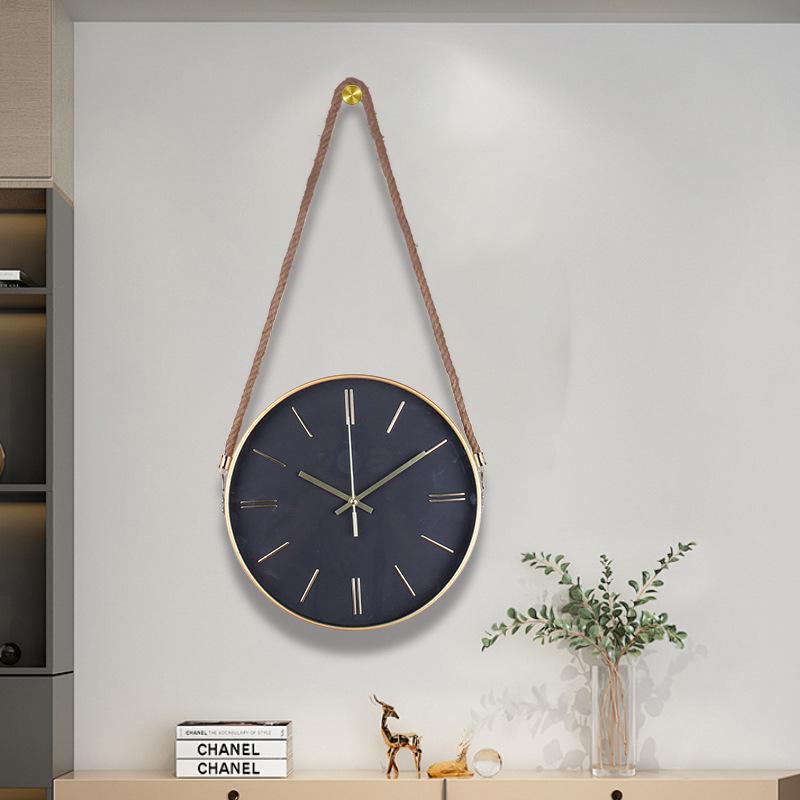 Simple Hanging Rope Wall Clock, Creative Fashion Clock, Wall Clock, Living Room Wall Clock, 12-inch Quartz Clock for Home Use