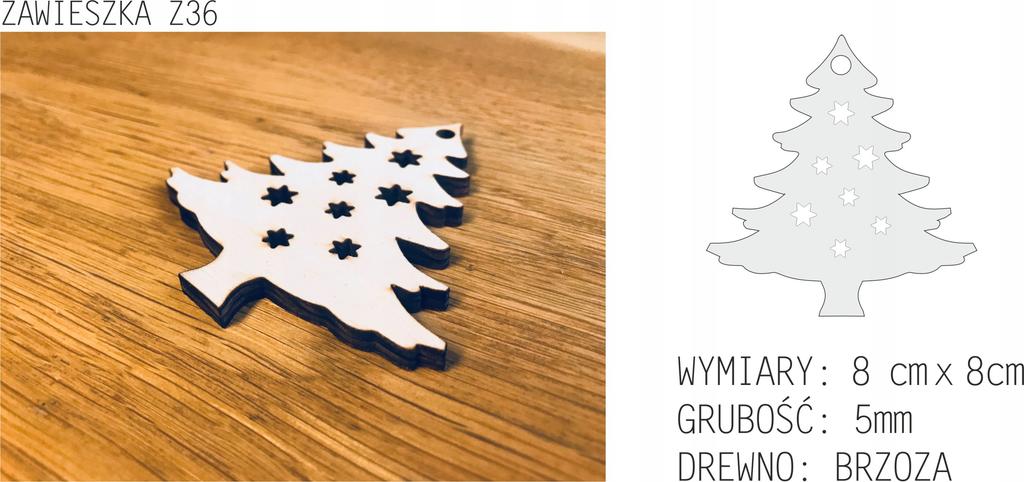Wooden Christmas Tree Decorations Z36 3 Pcs.