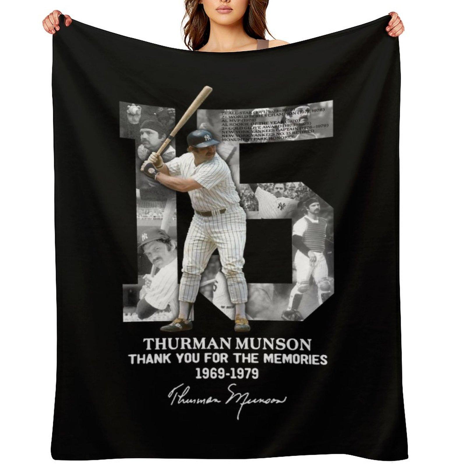 Thurman Munson Thank You For The Memories 1969 1979 Throw Blanket Stuffeds Blankets For Sofas Travel For Sofa Thin Blankets 30x40in