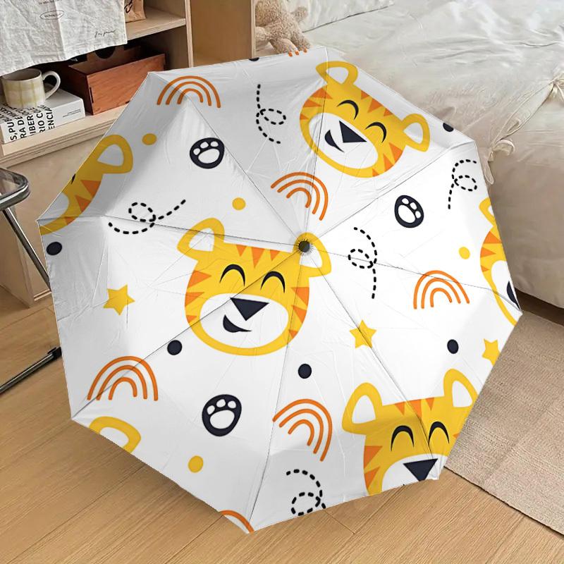 

1pc Tiger Faces Pattern Automatic Open/Close Umbrella, 8-Rib Sturdy Frame, Umbrella for Travel, Everyday, Formal Events yy251126028
