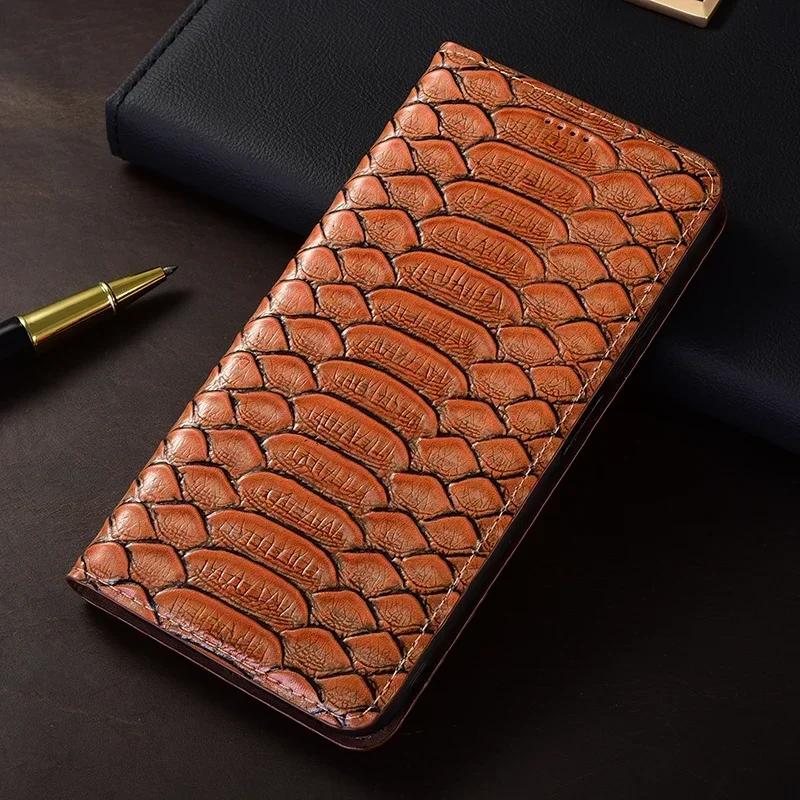 Etui z klapką Dla OPPO Reno15 Reno 15F 15 Pro Max 5G Wzór wężowy Magnetyczne Pokrowiec Skóra bydlęca Prawdziwa skóra Kieszonka na karty Portfel Pokrowce