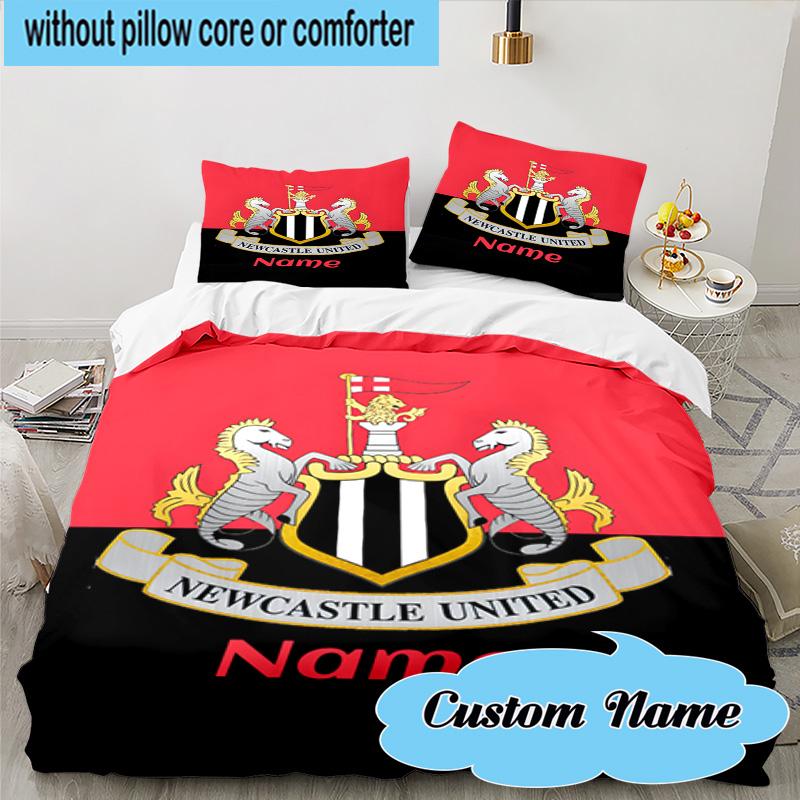 3PCS Custom Name Newcastle Crest Bedding Set, Including 1pc Duvet Cover And 2pcs Pillowcases, Suitable for Dorms and Bedrooms Gift