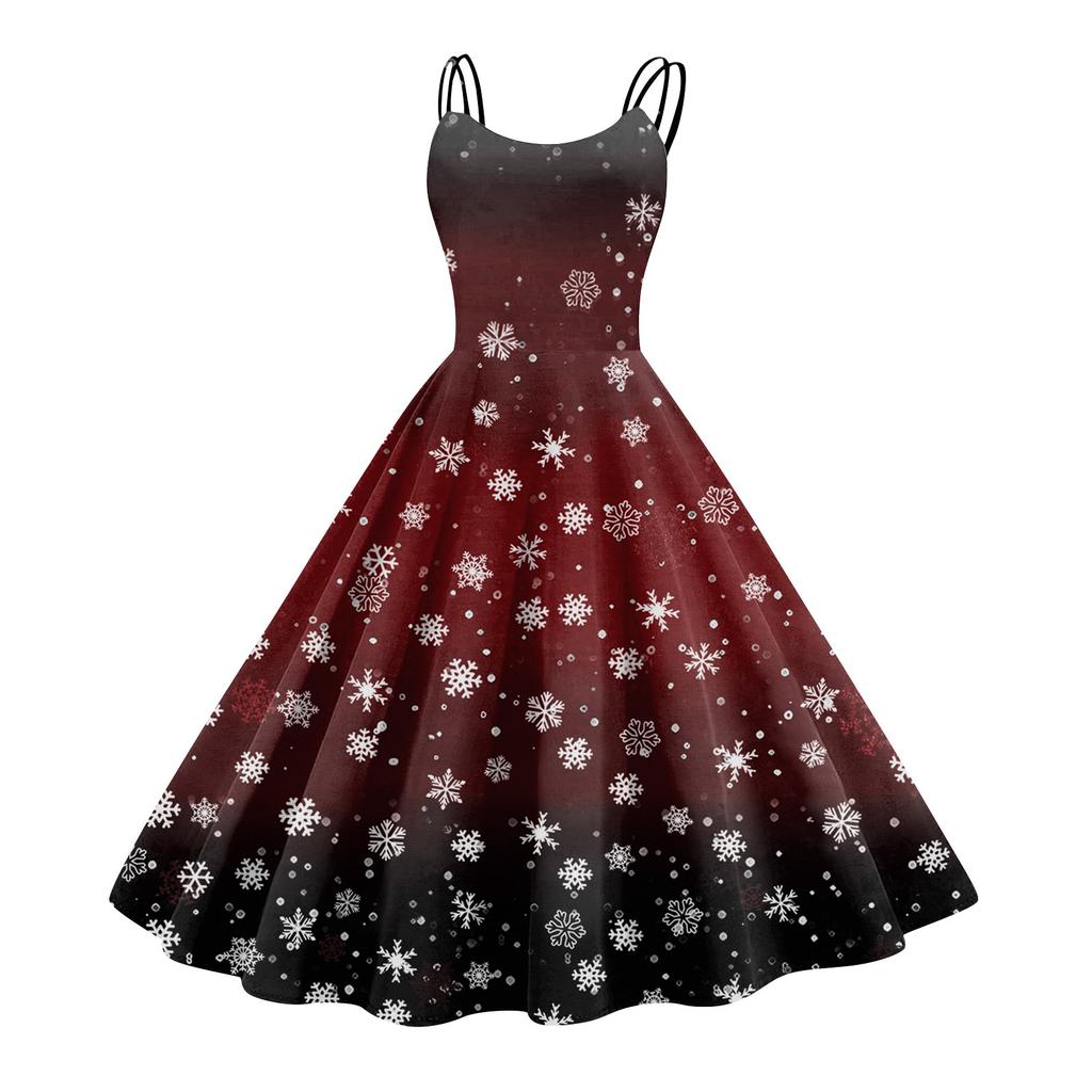 Damenmode Sexy trägerloses Gothic Cocktailkleid mit Weihnachtsgrafik, bedruckt, Vintage, lange Kleider