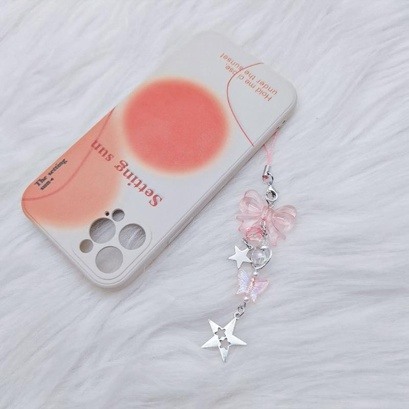 Star Key Chain Handmade Bowknot Pentagram Mobile Phone Chain Y2k Accessory Fashion Bag Pendant Chain for Women Girl