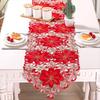 BHBL Christmas Table Runner, Poinsettia Holly Leaf Embroidered Table Linens for Christmas Decorations 15 X 86 Inch