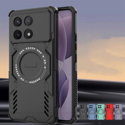 Für Poco X6 Pro Hülle Abdeckung Xiaomi Poco X6 Pro Capas Ringförmig Magnetisch Hart Stoßfest Magsafe Kabelloses Laden Fundas Poco X6 Pro