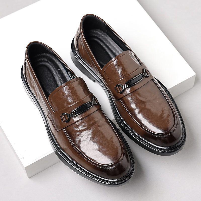 Men's Genuine Leather Cowhide Loafers - Formal Slip-on Shoes