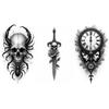 3pcs Temporary Tattoo Realistic Temporary Tattoos Clock With Faces Ghostly Figure Wolf With Glowing Eyes For Men Thighs Adults