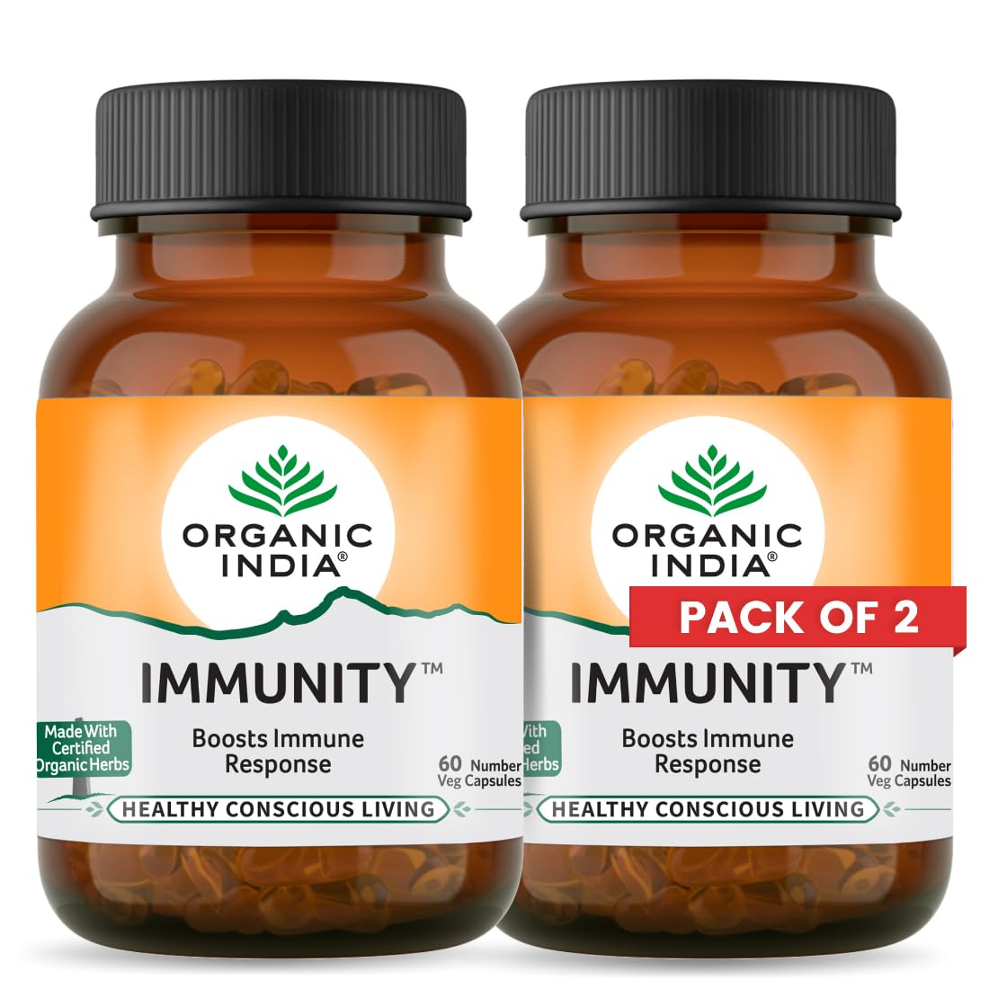 

TATA Organic India Immunity Capsules 60 Veg x2 Pack Boosts Natural Immune Response and Respiratory Wellness